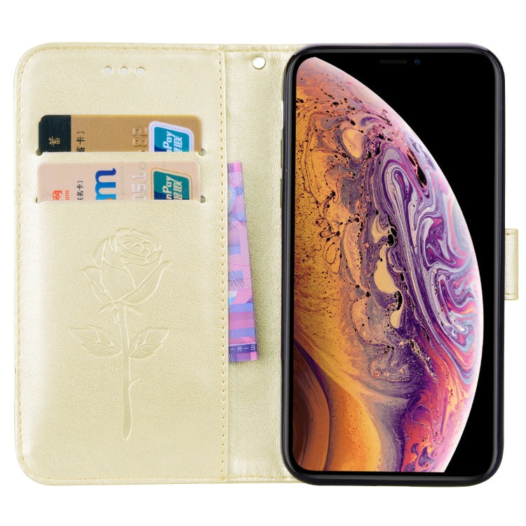 For iPhone XS Max Rose Embossed Horizontal Flip PU Leather Case with Holder & Card Slots & Wallet, For XS Max