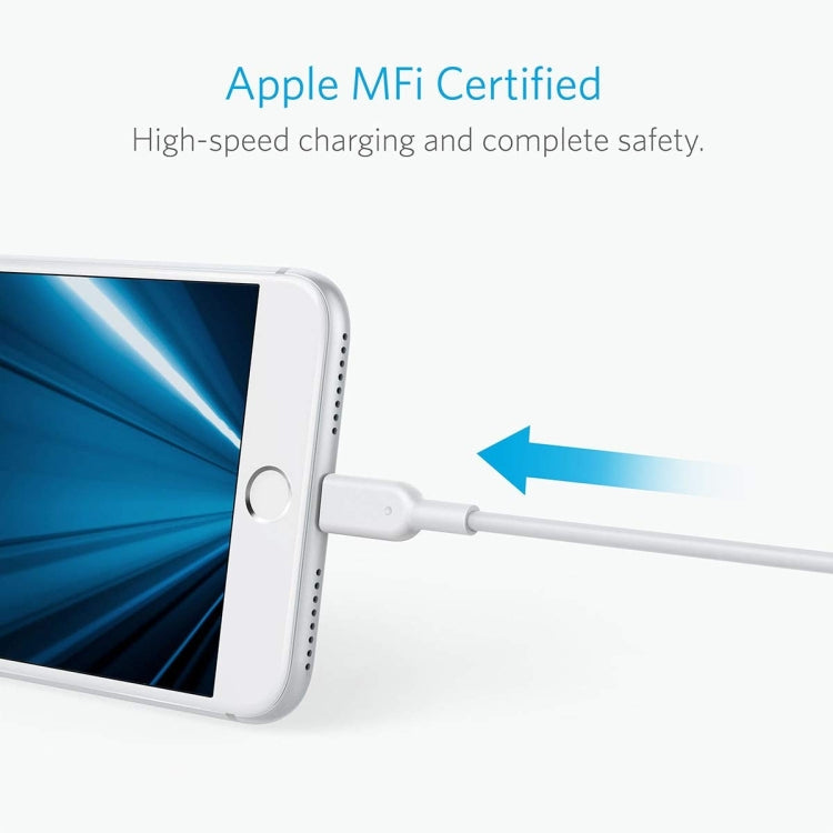 ANKER PowerLine II USB to 8 Pin MFI Certificated Charging Data Cable, Length: 0.9m(White)