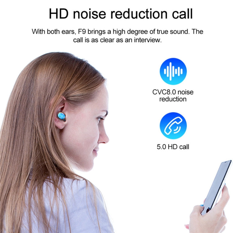 F9-9 TWS CVC8.0 Noise Cancelling Bluetooth Earphone with Charging Box, Support Touch Lighting Effect & Three-screen LED Power Display & Power Bank & Mobile Phone Holder & HD Call & Voice Assistant, F9-9 Black