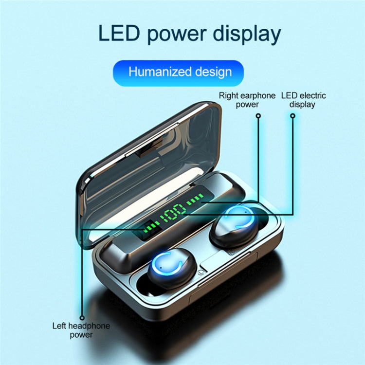 F9-9 TWS CVC8.0 Noise Cancelling Bluetooth Earphone with Charging Box, Support Touch Lighting Effect & Three-screen LED Power Display & Power Bank & Mobile Phone Holder & HD Call & Voice Assistant, F9-9 Black