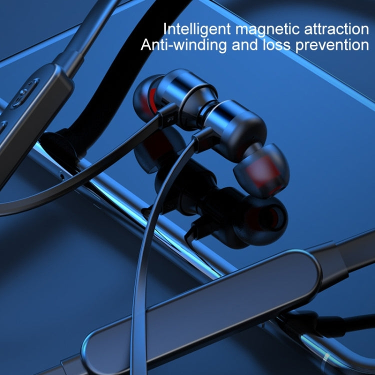 Bluetooth 5.1 Round Wire Neck-mounted Bluetooth Sports Earphone with Magnetic Function(Black)
