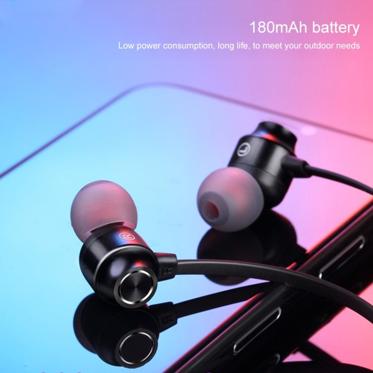 Bluetooth 5.1 Round Wire Neck-mounted Bluetooth Sports Earphone with Magnetic Function(Black)