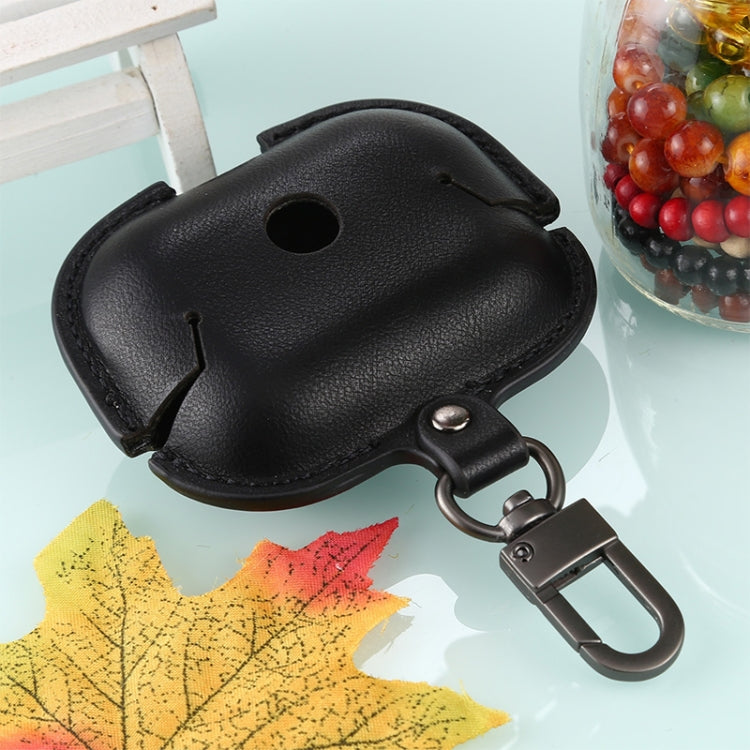 For AirPods Pro Litchi Texture PU Leather Earphone Protective Case with Hook(Black)