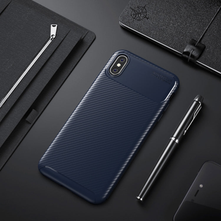 For iPhone X / XS Beetle Shape Carbon Fiber Texture Shockproof TPU Case, For iPhone X / XS