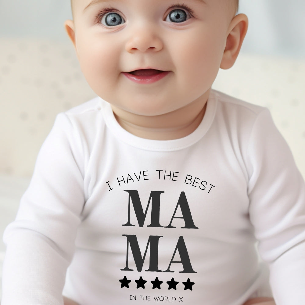 Personalised Best Mama Baby Grow, Vest or Bib with Name