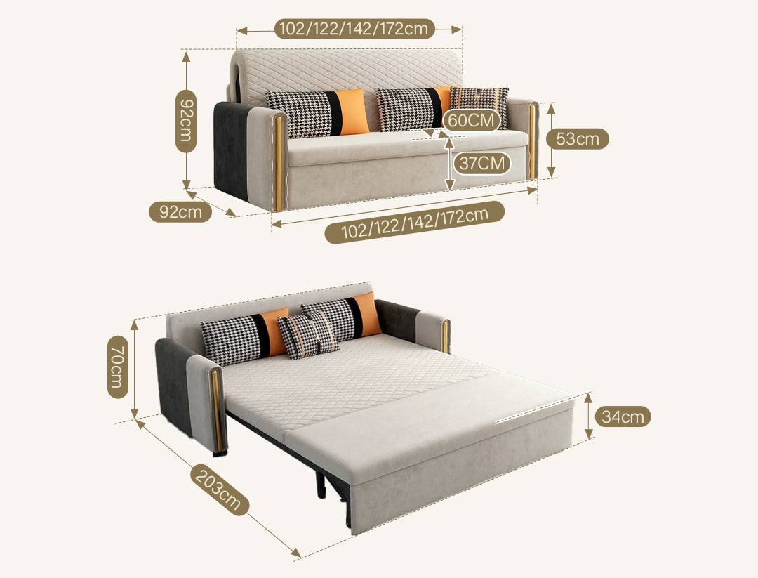 Imelde Two Seater Sofa Bed, Linen