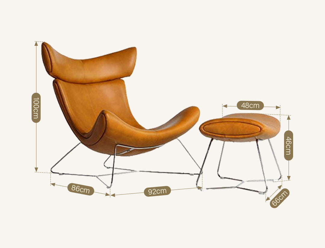 Imola Chair And Ottoman, Brown with Frame Base