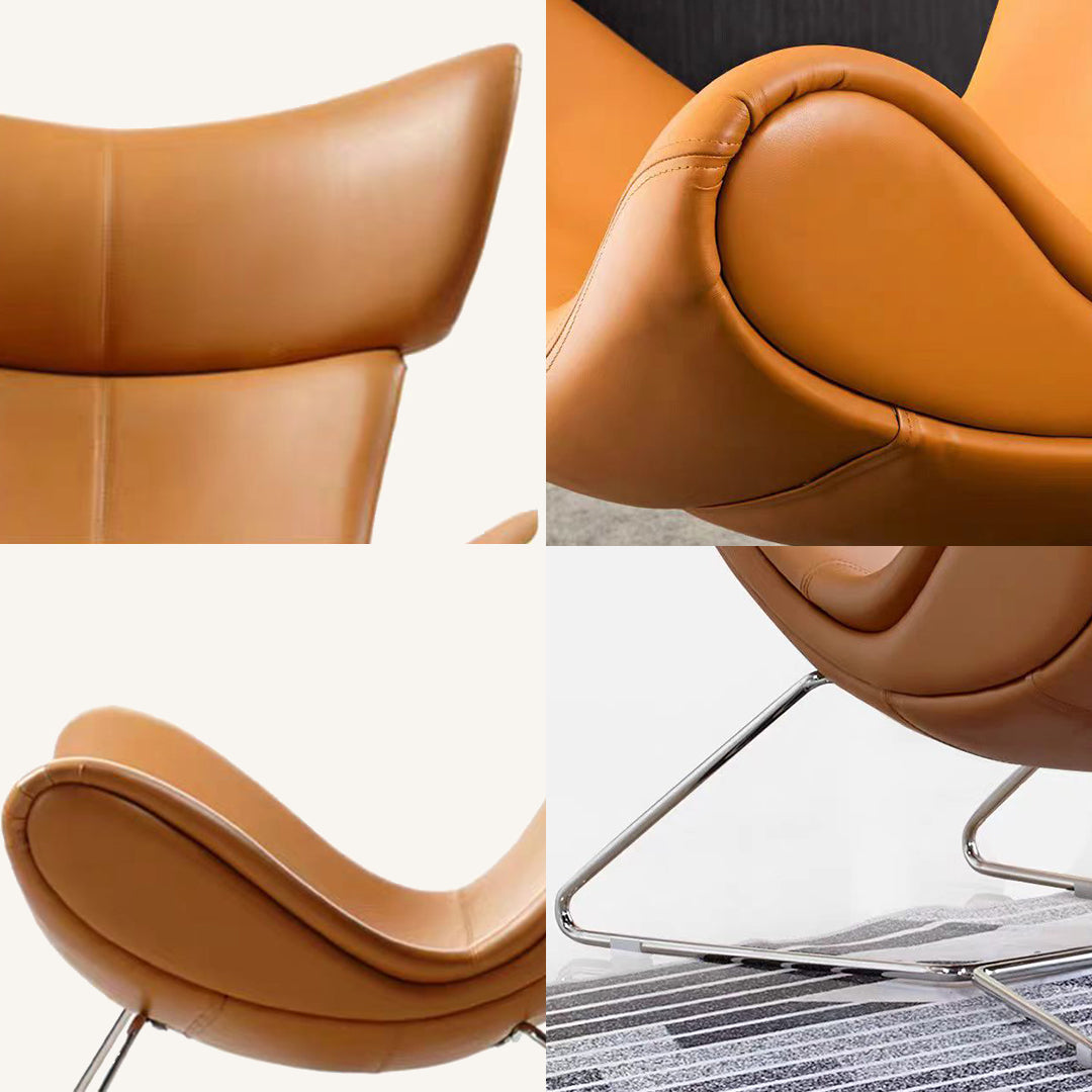 Imola Chair And Ottoman, Brown with Frame Base