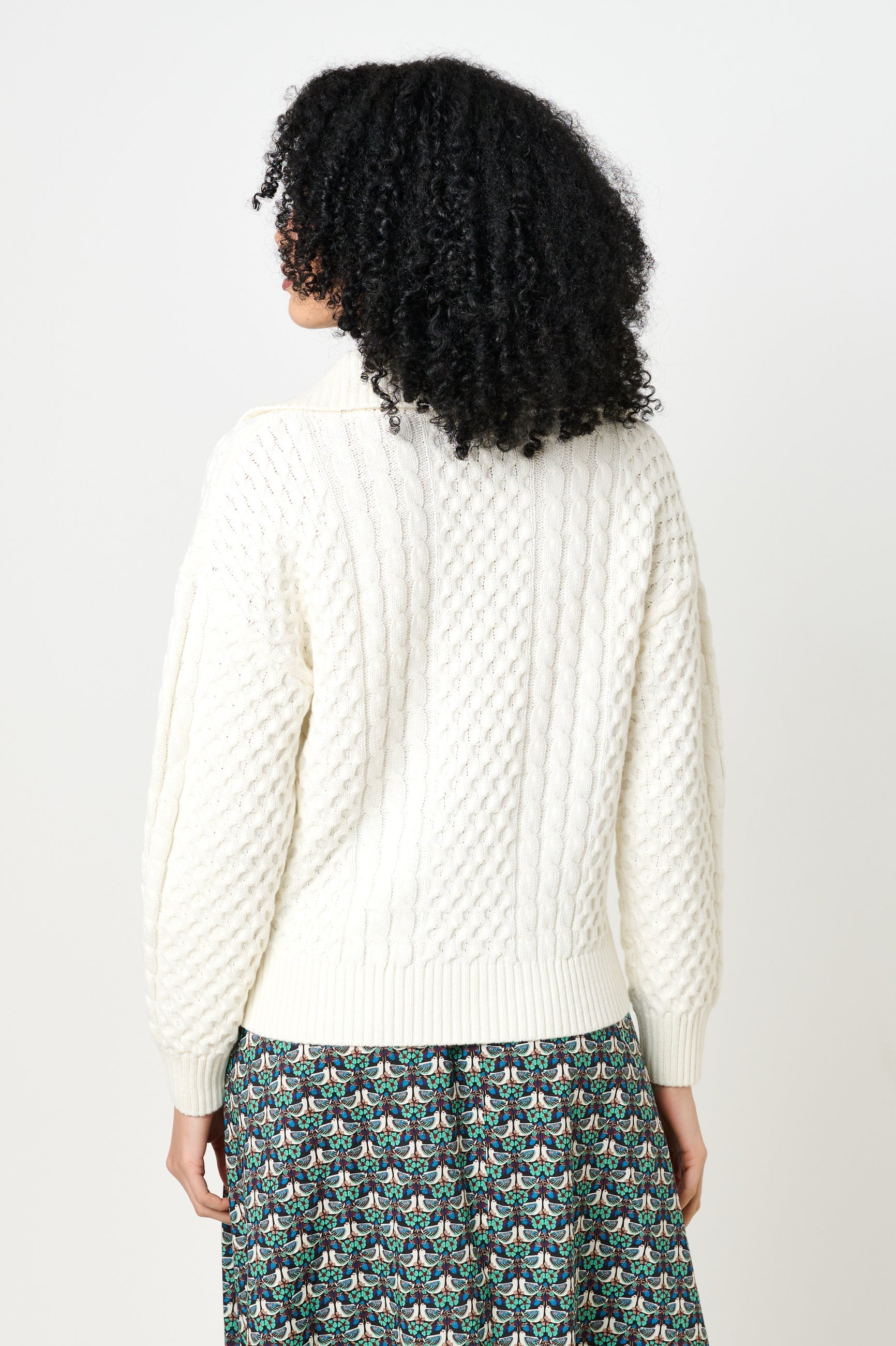 Jamie Cable Collar Jumper - Off White