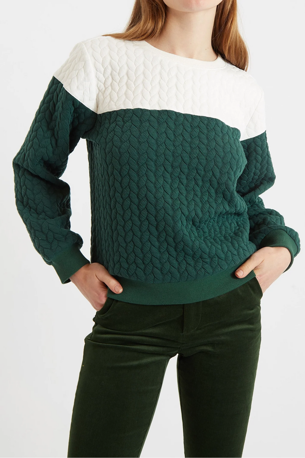 Jan 2 Colour Sweatshirt - Green and White