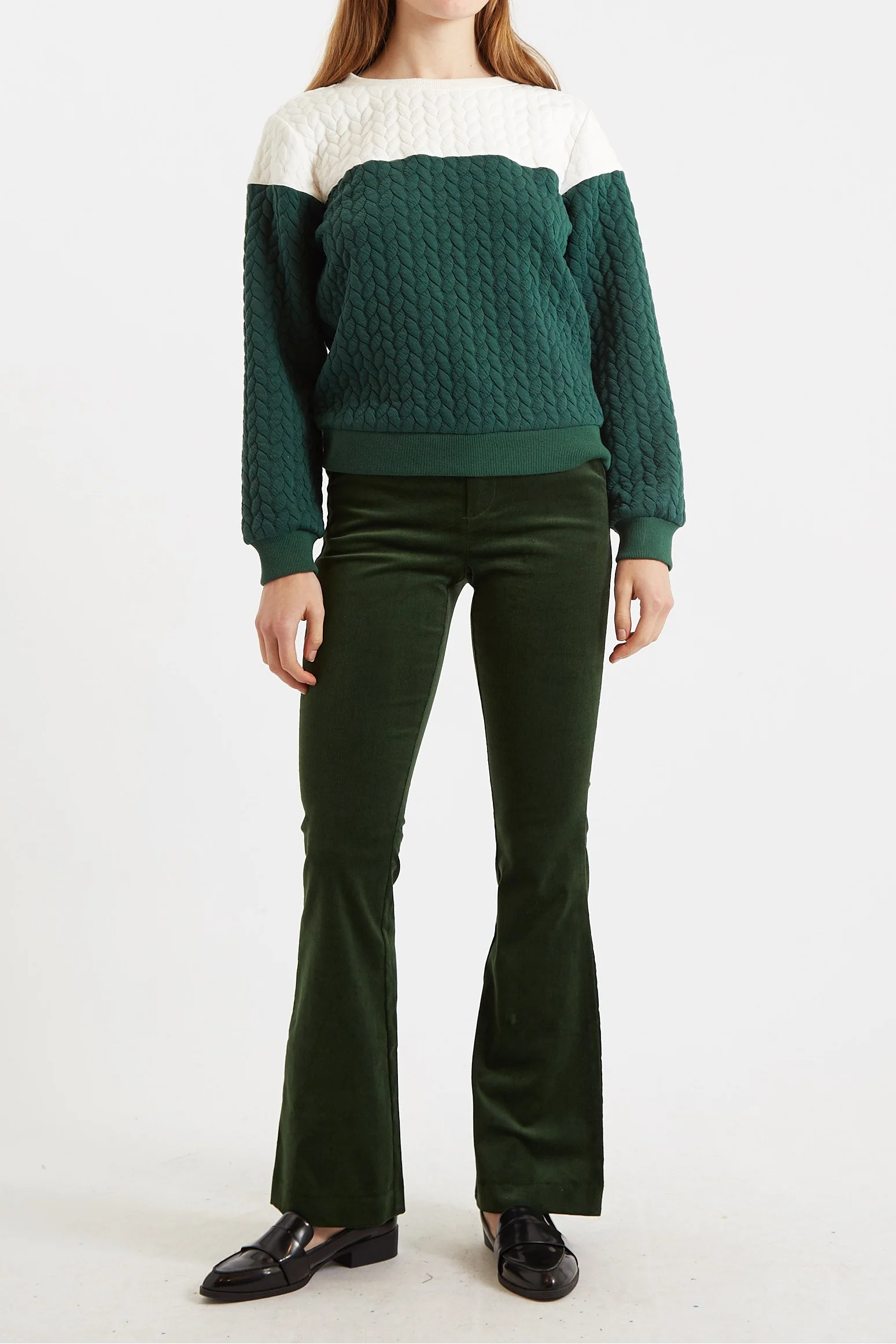 Jan 2 Colour Sweatshirt - Green and White