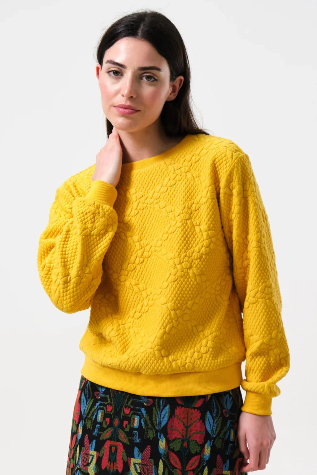 Jan Cable Quilt Sweatshirt - Mustard