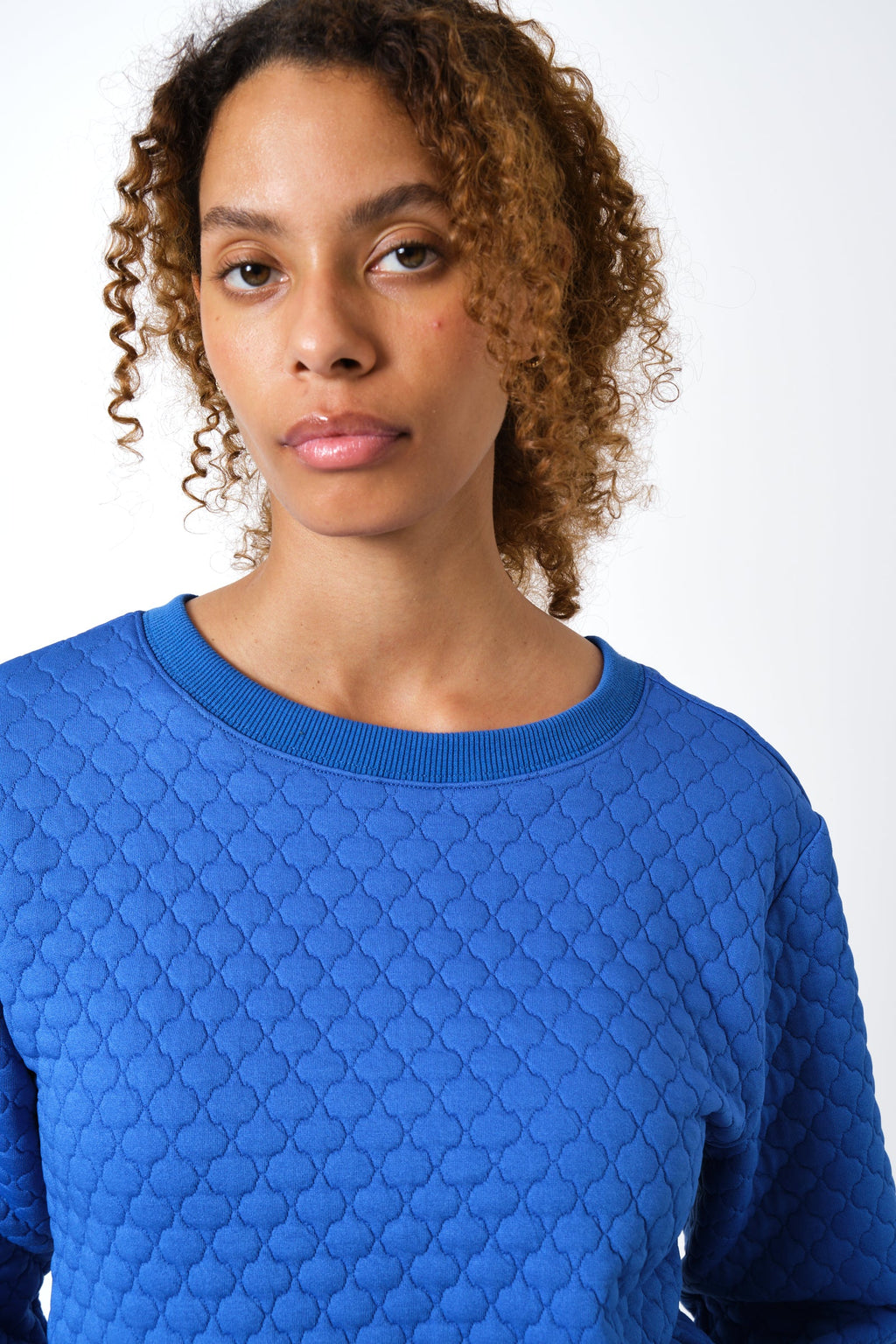 Jan Tile Quilted Sweatshirt - Blue