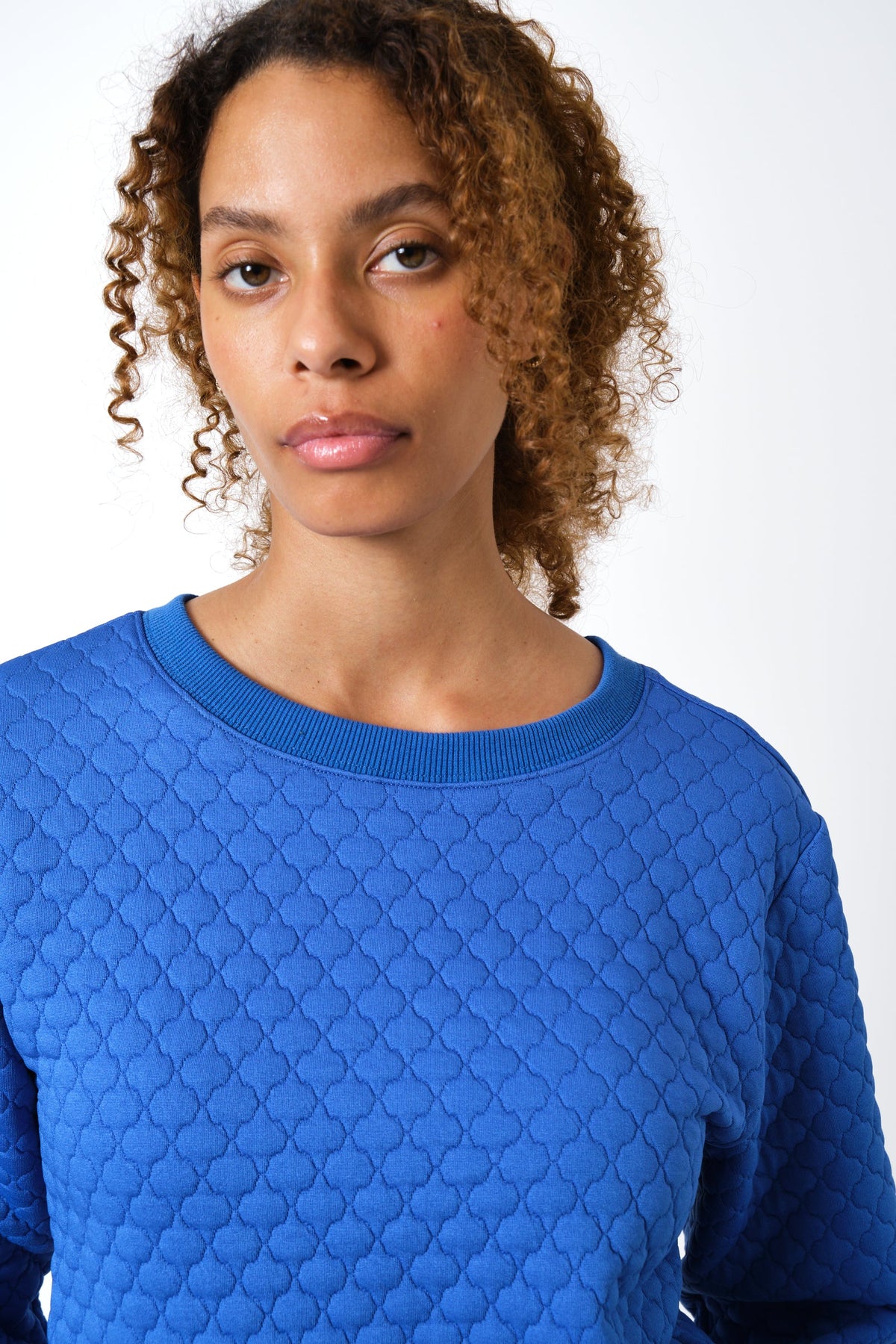 Jan Tile Quilted Sweatshirt - Blue
