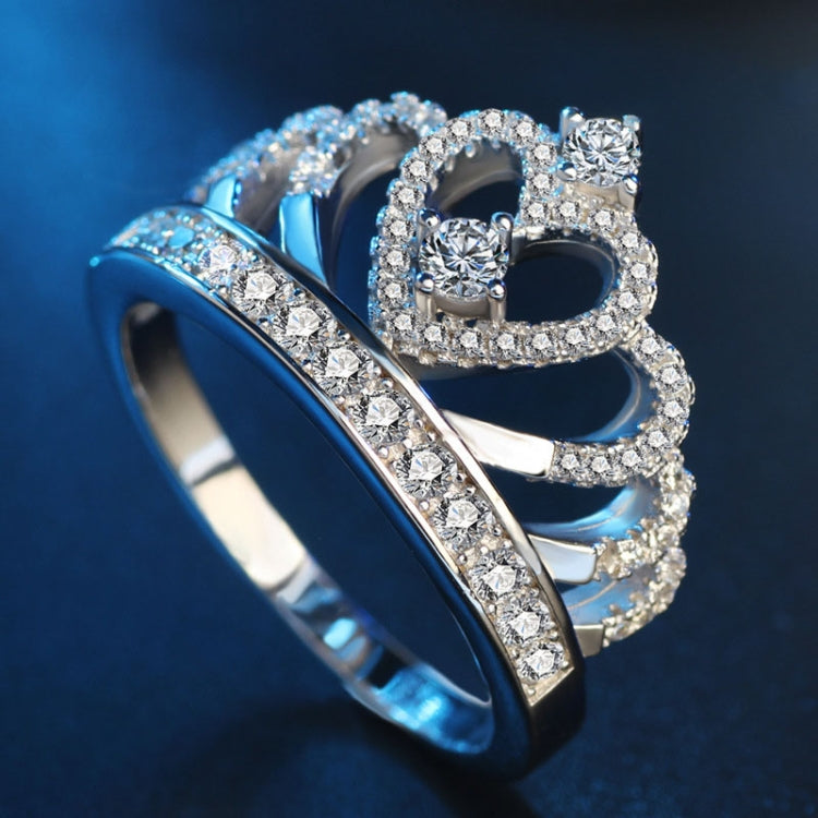 Princess Queen Crown-shaped Platinum Plated Zircon Ring, US Size: 5, Diameter: 15.7mm, Perimeter: 49.3mm(Silver)