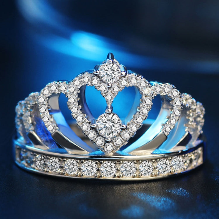 Princess Queen Crown-shaped Platinum Plated Zircon Ring, US Size: 5, Diameter: 15.7mm, Perimeter: 49.3mm(Silver)