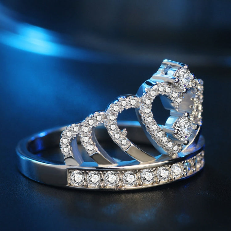 Princess Queen Crown-shaped Platinum Plated Zircon Ring, US Size: 5, Diameter: 15.7mm, Perimeter: 49.3mm(Silver)