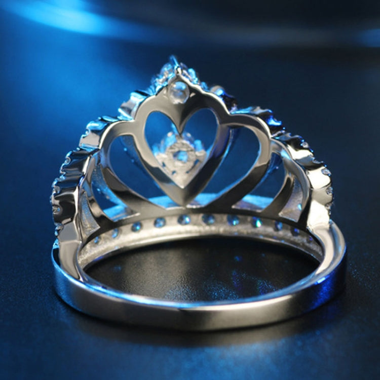 Princess Queen Crown-shaped Platinum Plated Zircon Ring, US Size: 6, Diameter: 16.5mm, Perimeter: 51.9mm, 6