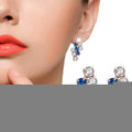 1 Pair Of 18 k Gold Irregular Geometrical Sterling Silver Crystal Stud Earring For Women, 21*9 mm, Blue, Red