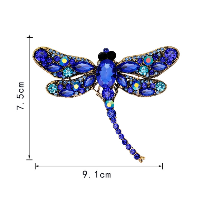 Vintage Classical Dragonfly Pattern Rhinestone Brooch, Peacock Blue, Blue, Red, Rose Red, White