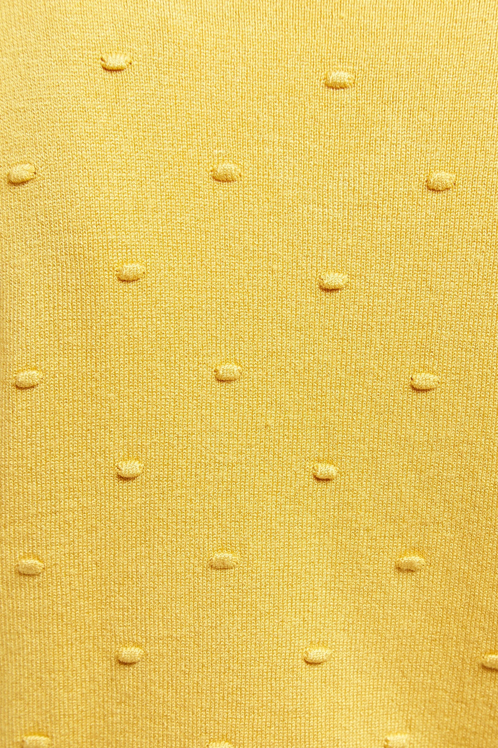 Louche Josephina Raindrops Textured Short Sleeve Collared Sweater Mustard
