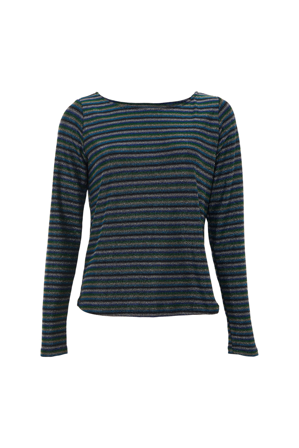 Josiane Sparkle Stripe Boat Neck Top - Silver
