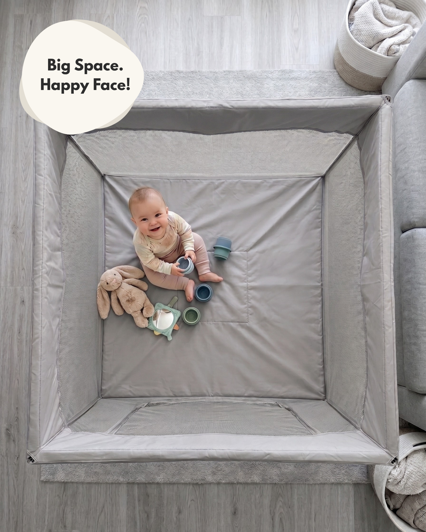 All Stars JOY Square Baby Playpen - Grey