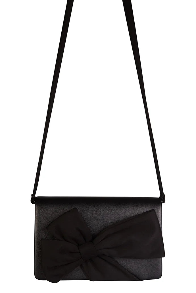 Jolie Bow Detail Crossbody Bag in Black