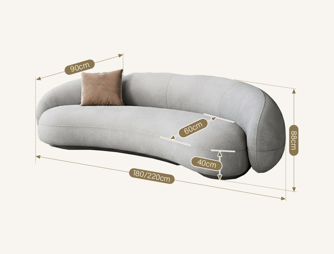 Julep Modern Curved Three Seater, Four Seater Sofa, Velvet