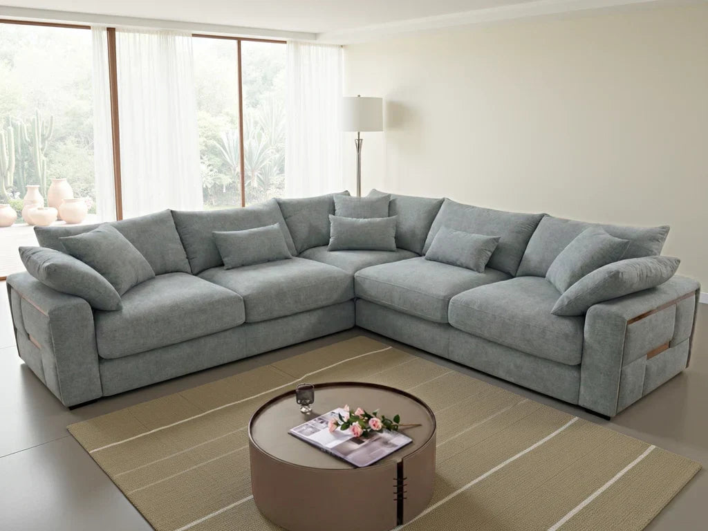 Jupiter Large Corner Sofa: Luxurious Fabric, Deep Seating, Plush Scatter Cushions