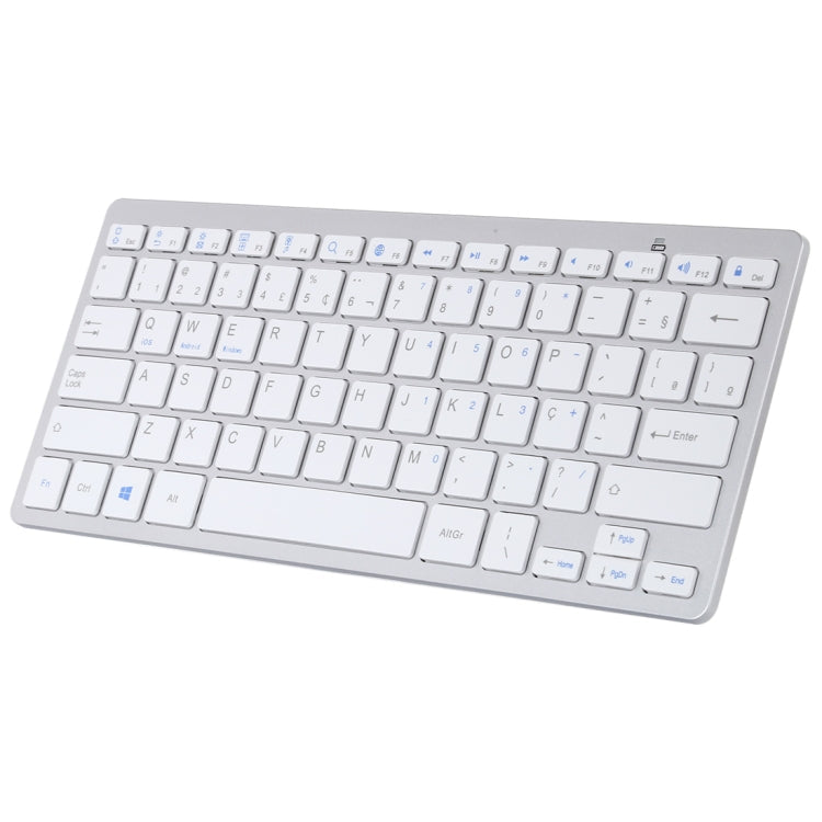 WB-8022 Ultra-thin Wireless Bluetooth Keyboard, Portuguese Keys(Silver)