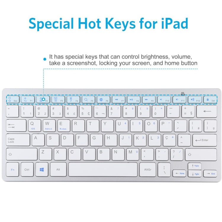 WB-8022 Ultra-thin Wireless Bluetooth Keyboard, Portuguese Keys(Silver)