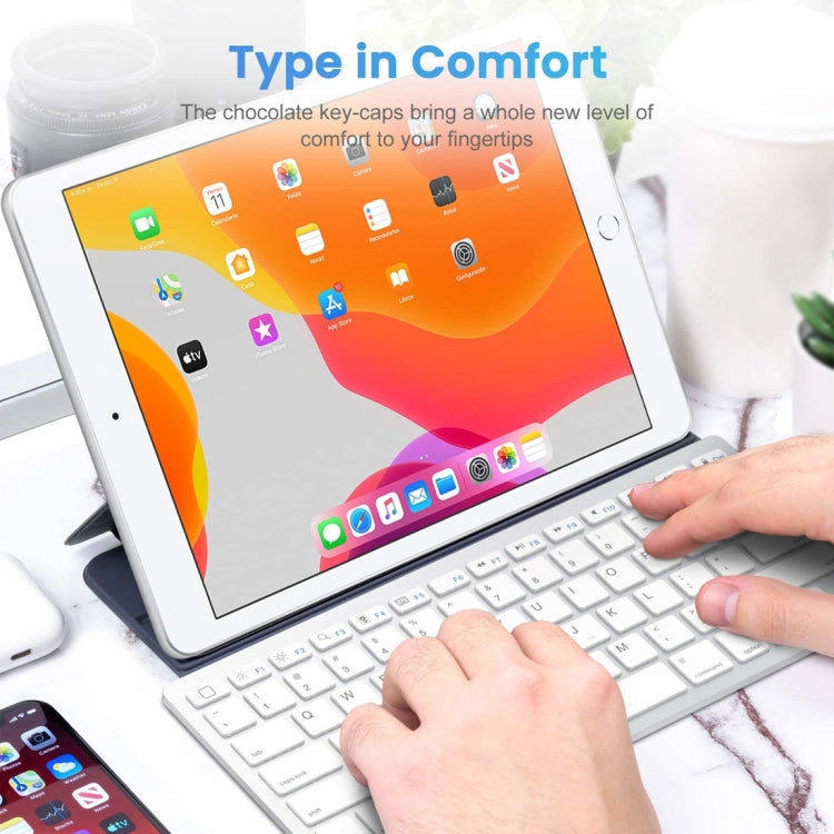 WB-8022 Ultra-thin Wireless Bluetooth Keyboard, Portuguese Keys(Silver)