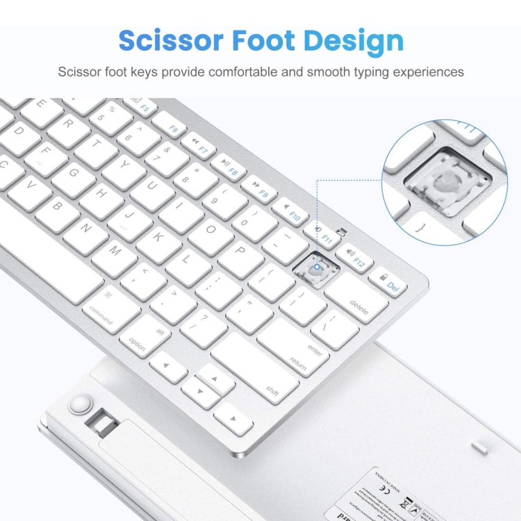 WB-8022 Ultra-thin Wireless Bluetooth Keyboard, Portuguese Keys(Silver)
