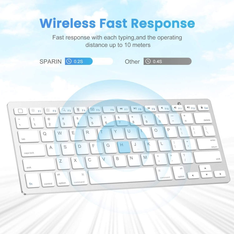 WB-8022 Ultra-thin Wireless Bluetooth Keyboard, Portuguese Keys(Silver)
