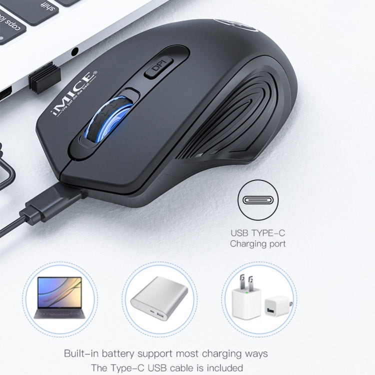 iMICE G-1800 Rechargeable 4 Buttons 1600 DPI 2.4GHz & Bluetooth Silent Wireless Mouse for Computer PC Laptop (Black)