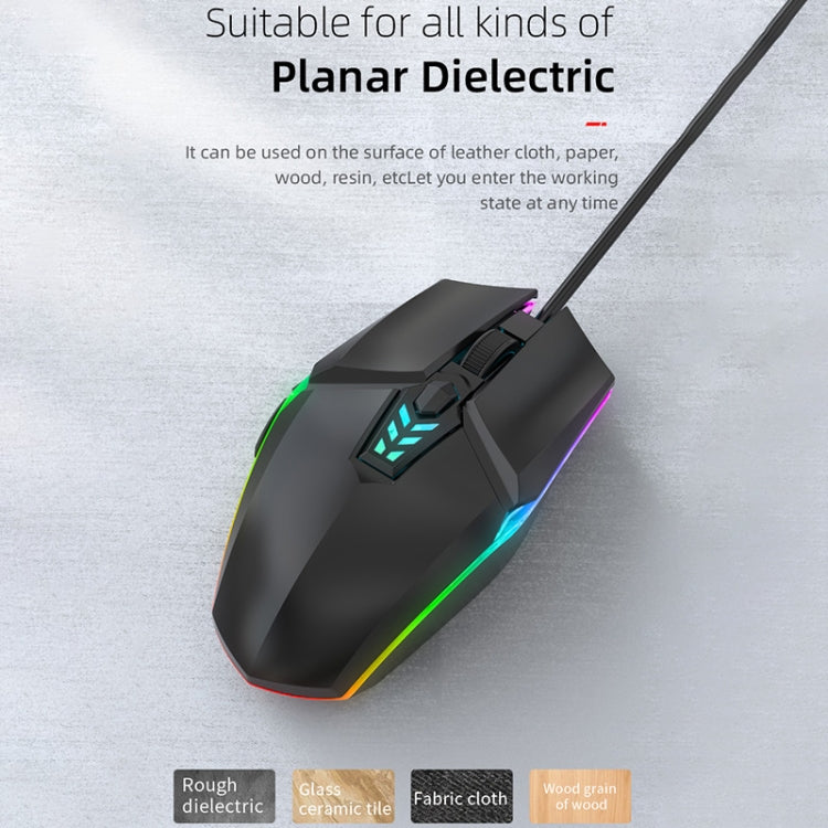 S700 Colorful Light USB Wired Office Gaming Mouse (Black)