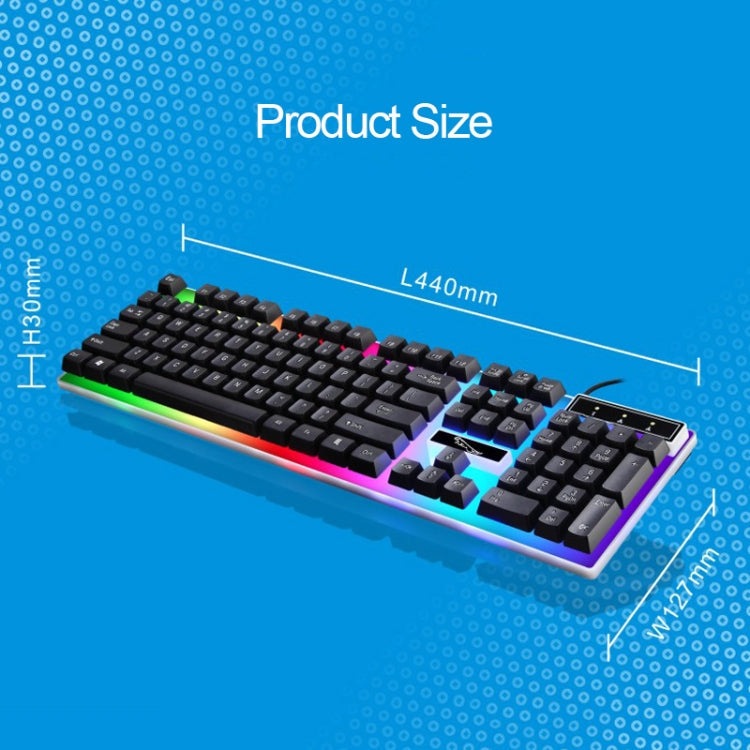 ZGB G21 104 Keys USB Wired Mechanical Feel Colorful Backlight Office Computer Keyboard Gaming Keyboard(White)