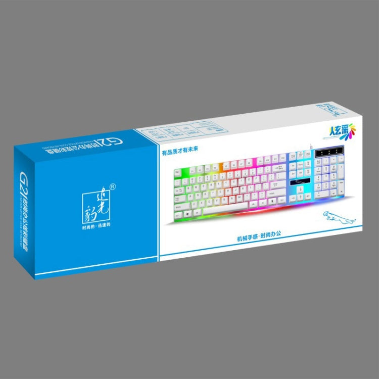 ZGB G21 104 Keys USB Wired Mechanical Feel Colorful Backlight Office Computer Keyboard Gaming Keyboard(White)