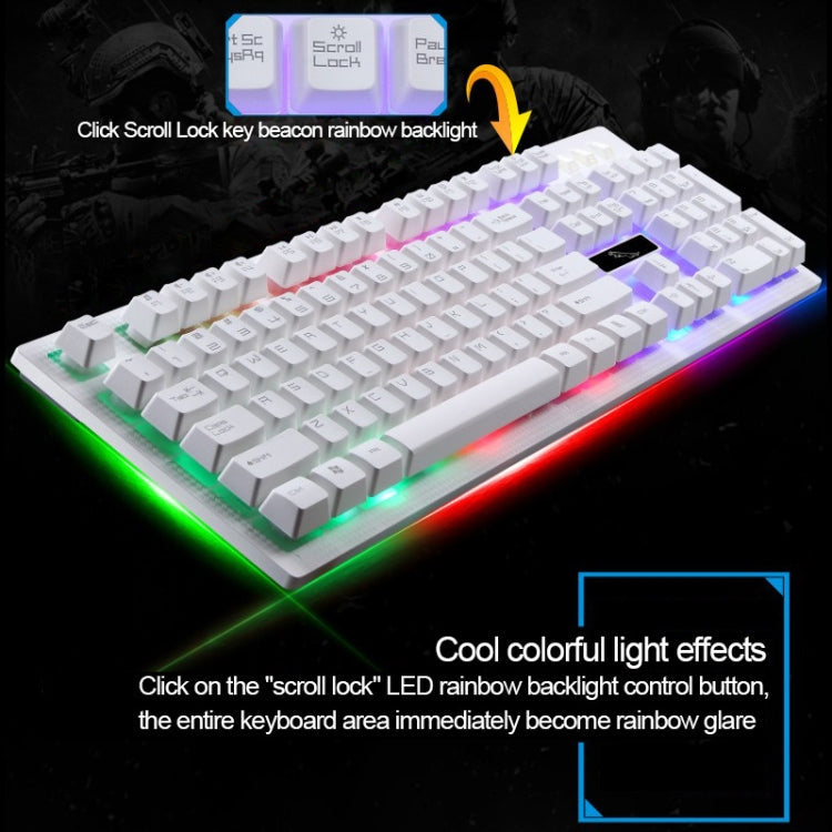 ZGB G20 1600 DPI Professional Wired Glowing Mechanical Feel Suspension Keyboard + Optical Mouse Kit for Laptop, PC(White)
