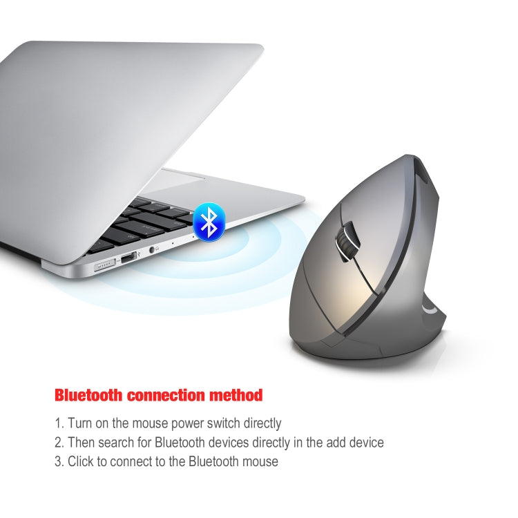 HXSJ T29 Bluetooth 3.0 Wireless Bluetooth 6-Keys 2400 DPI Adjustable Ergonomics Optical Vertical Mouse, 6 Buttons T29 Grey
