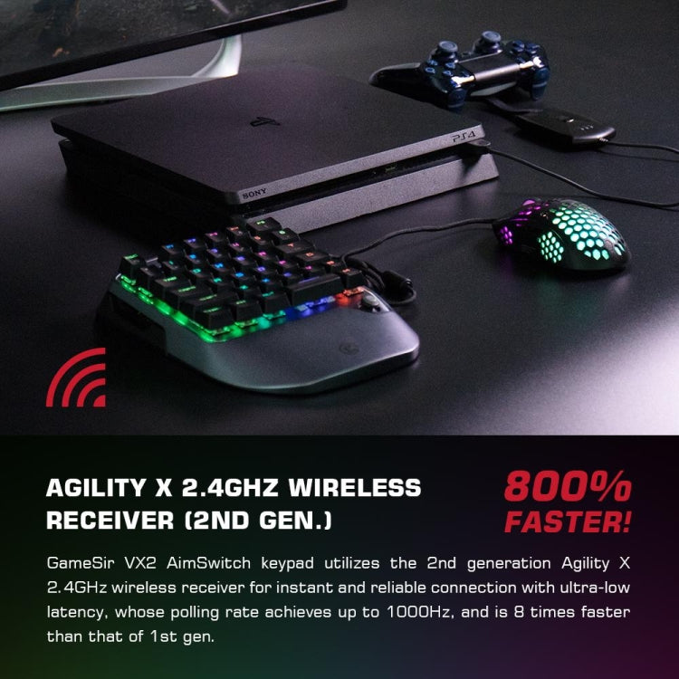 GameSir  VX2 AimSiwtch One-handed Wireless Gaming Keyboard & Mouse Kit(Black)