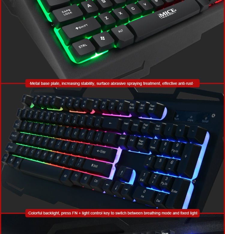 iMICE AK-400 USB Interface 104 Keys Wired Colorful Backlight Gaming Keyboard for Computer PC Laptop(Black)