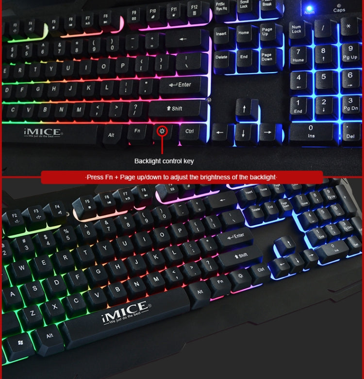 iMICE AK-400 USB Interface 104 Keys Wired Colorful Backlight Gaming Keyboard for Computer PC Laptop(Black)