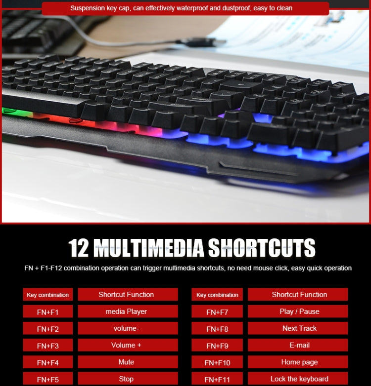 iMICE AK-400 USB Interface 104 Keys Wired Colorful Backlight Gaming Keyboard for Computer PC Laptop(Black)