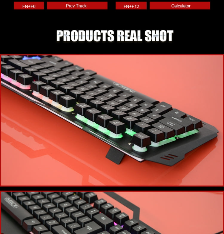 iMICE AK-400 USB Interface 104 Keys Wired Colorful Backlight Gaming Keyboard for Computer PC Laptop(Black)