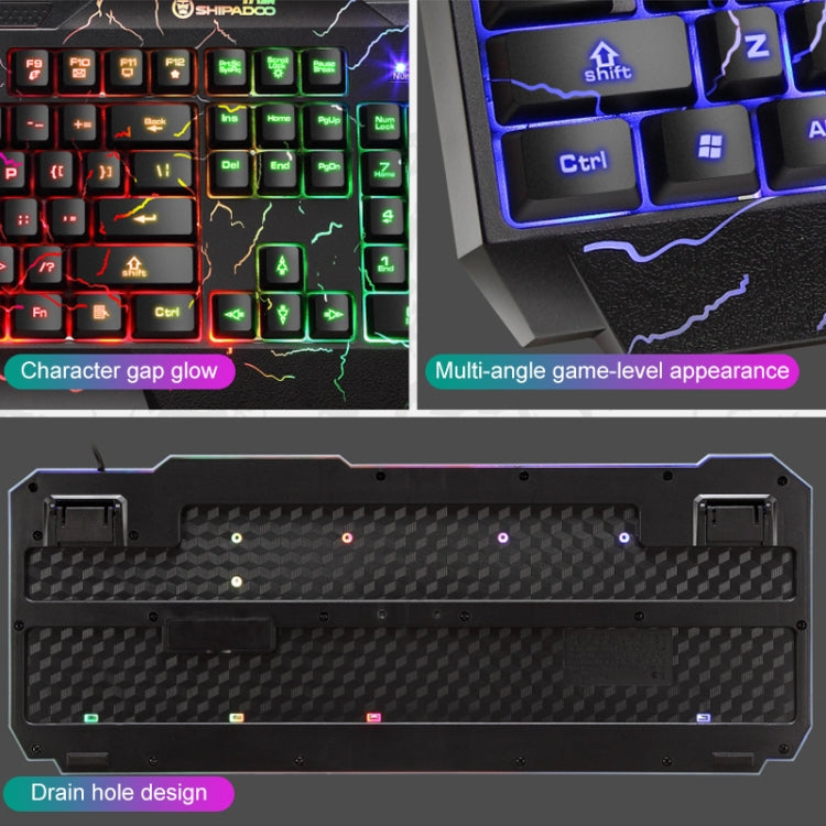 SHIPADOO D620 104-key Wired RGB Color Cracked Backlight Gaming Keyboard Mouse Kit for Laptop, PC
