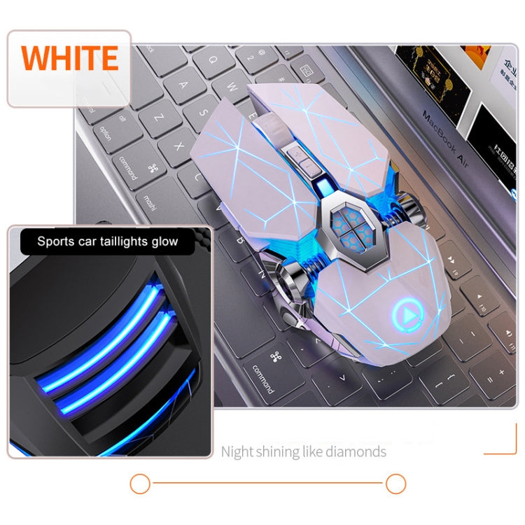 YINDIAO A7 2.4GHz 1600DPI 3-modes Adjustable 7-keys Rechargeable RGB Light Wireless Silent Gaming Mouse (White)