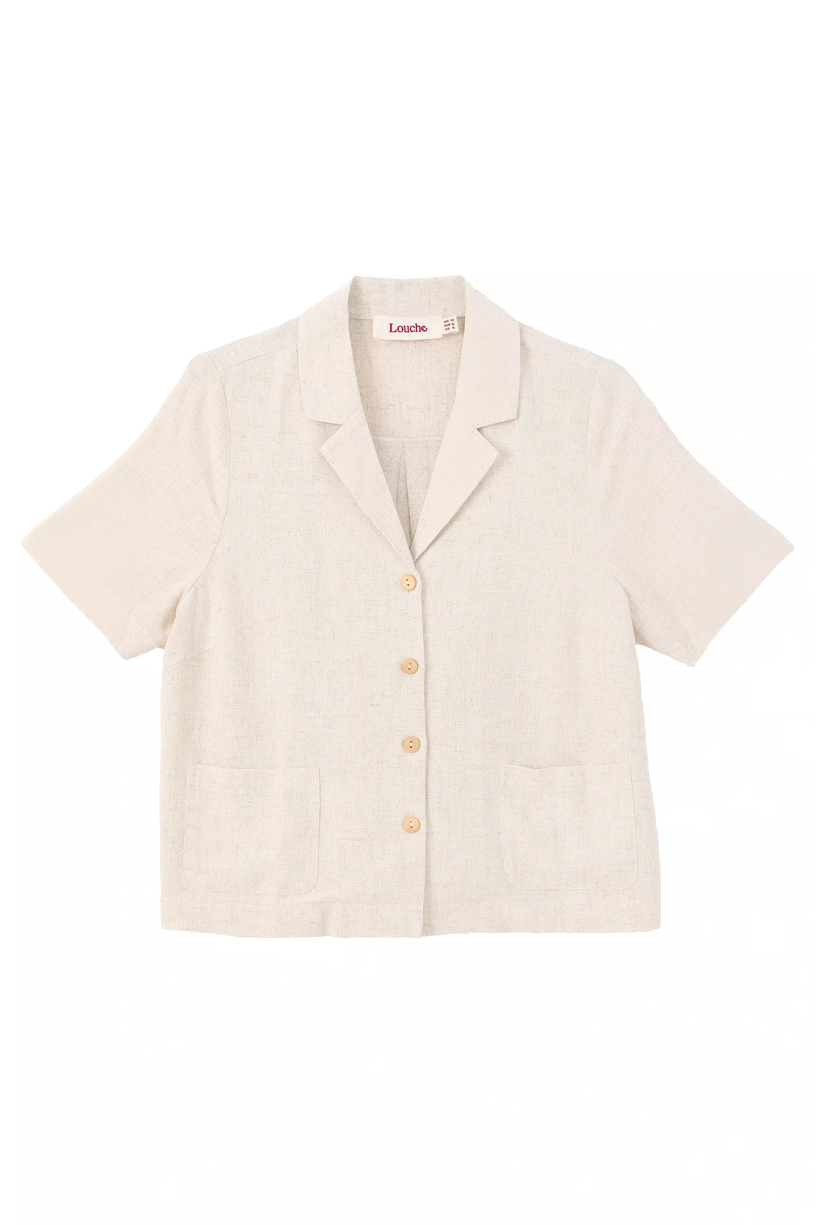 Kit Linen Mix 2 Pocket Short Sleeve Resort Shirt - Natural