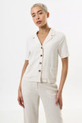 Kit Linen Mix 2 Pocket Short Sleeve Resort Shirt - Natural